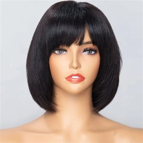 Amazon Hesperis Short Bob Human Hair Wigs With Bang Brazilian