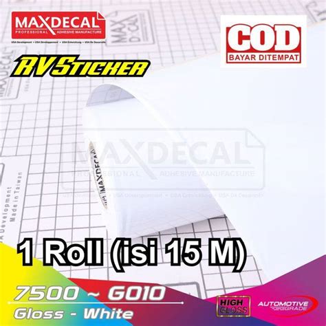 ROLL Sticker Putih Glossy Maxdecal 1 Roll Isi 15 Meter Skotlet Motor