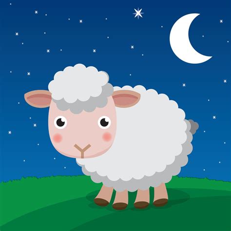 Standing Cute White Sheep With Moon And Stars 9193497 Vector Art At