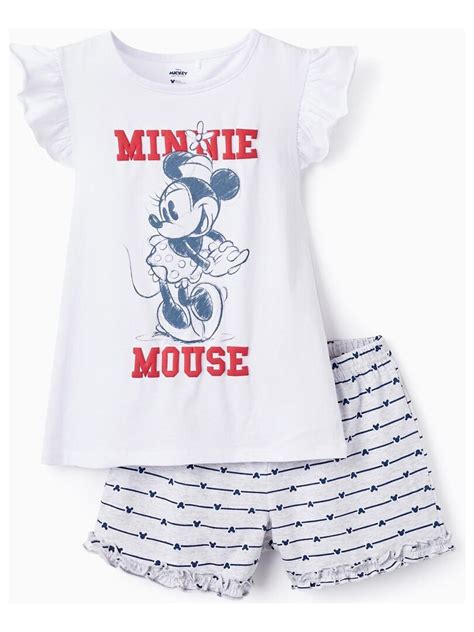 Pyjama Deux Pi Ces Pour Fille Manches Courtes Minnie Blanc Kiabi