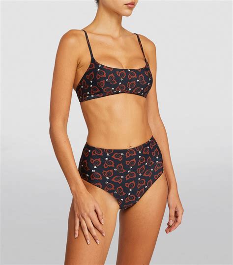 Womens Matteau Brown Casablanca Print Scoop Bikini Top Harrods Uk