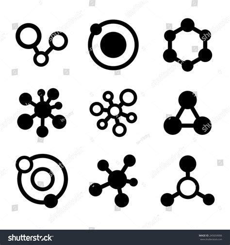 Molecule Icons Set Isolated On White Background Vector Illustration