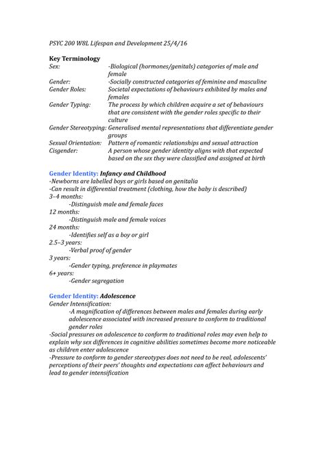 Psyc W L Lifespan And Development A Strong Desire To Be Of The