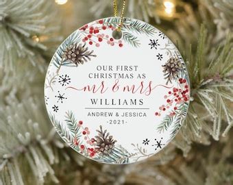 First Anniversary Gift For Couple Mr And Mrs Christmas Ornament Our