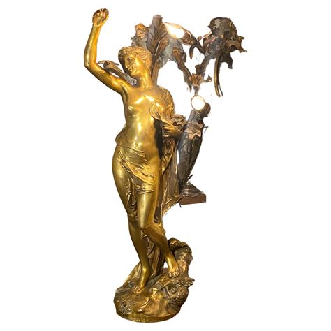 Art Nouveau Figural Bronze Lamp By Victorin Sabatier France 1900 At 1stdibs