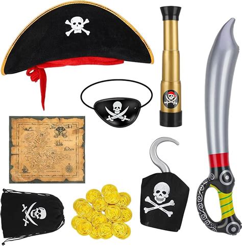 Opopark 8 teilig Piratenkostüm Kinder Pirat Kostüm Zubehör Cosply