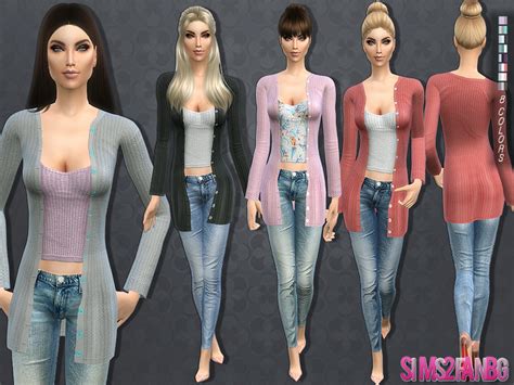 The Sims Resource 118 Outfit With Long Knitwear Coat