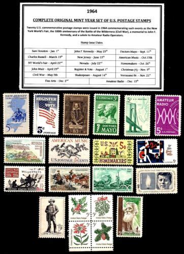 1964 COMPLETE YEAR SET OF MINT NEVER HINGED MNH VINTAGE U S