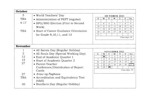 School Calendar For Deped Sy 2021 2022