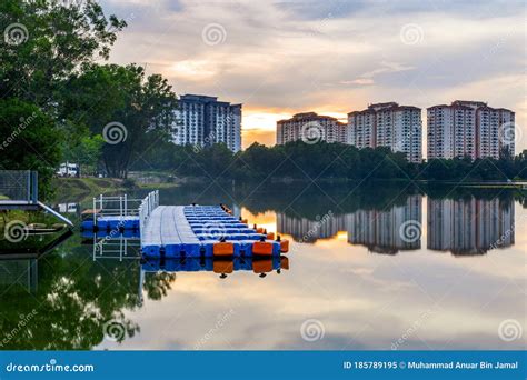 Sunsets Over The Lake At Tasik Biru Kundang Malaysia Stock Image