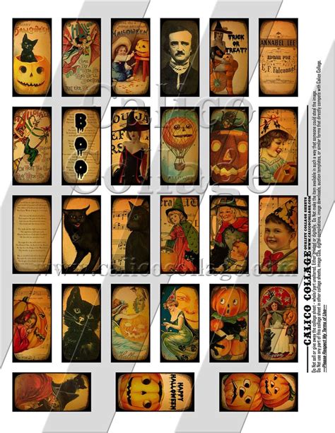 Vintage Halloween Digital Collage Sheet For Domino Pendants Etsy