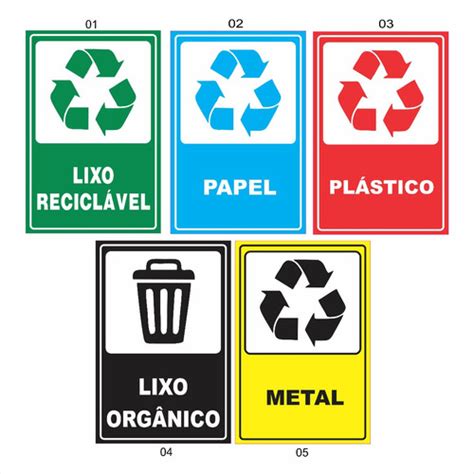 Kit Placas Pvc Lixo Recicl Vel Lixo Org Nico X Cm Papel Imagem