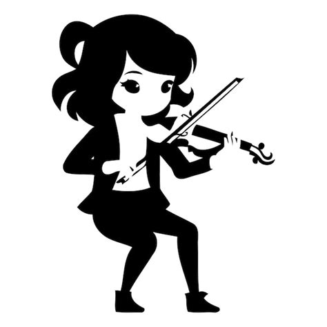 Fille Jouant Du Violon Personnage De Dessin Anim Mignon Illustration