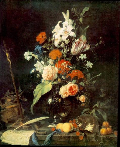 Flower Still Life With Crucifix And Skull Af Heem Jan Davidsz De