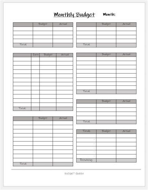 Printable Blank Monthly Budget Template Printable Templates