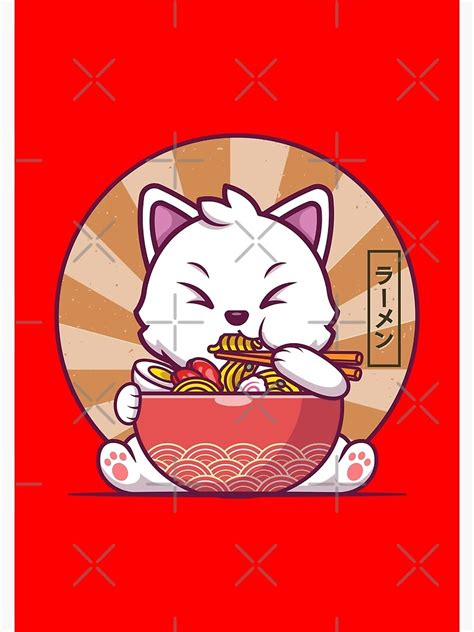 Cat Eating Ramen Cute Kawaii Cat Eating Ramen Anime Eating Ramen