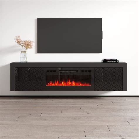 Dia BL-EF Floating Fireplace TV Stand for TVs up to 80", Modern High ...