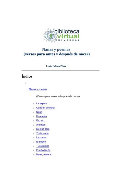 Pdf Nanas Y Poemas Versos Para Antes Y Después De Nacerbiblioteca