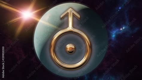 Uranus zodiac horoscope symbol and planet. 3D rendering Stock ...