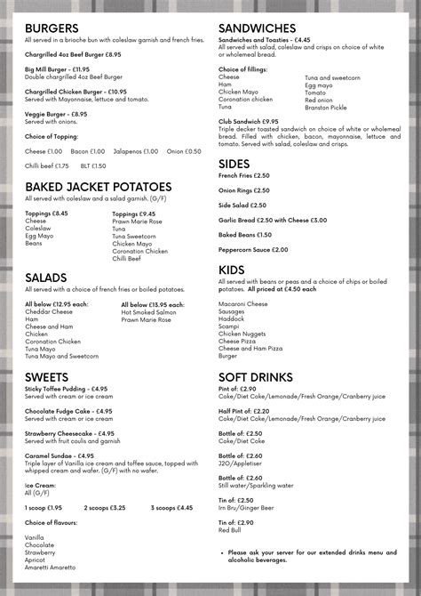 All Day Menu The Dutch Mill Hotel