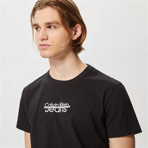 Calvin Klein Jeans Small Disrupted Lacquer Logo Erkek Siyah T Shirt Erkek T Shirt And Polo 34