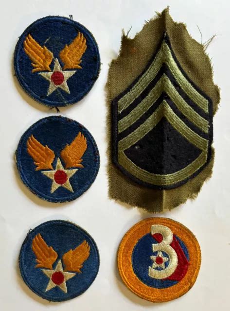 Wwii Ww2 Us Air Force Army Uniform Patch Patches Lot Of 5 Original