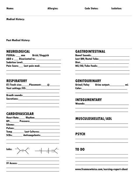 What Makes The Perfect Nursing Report Sheet From New To Icu