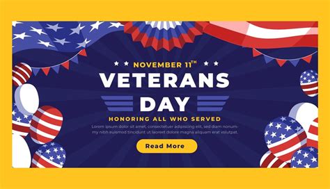 Free Vector | Flat veterans day horizontal banner template