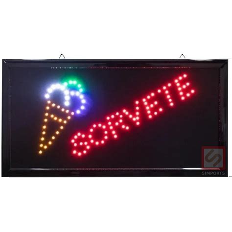 PLACA PAINEL LETREIRO DE LED LUMINOSO 110V E 220V EM ESCRITA SORVETE