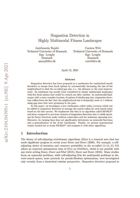 Stagnation Detection In Highly Multimodal Fitness Landscapes Deepai