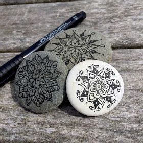 Precise Hand Drawn Stone Mandala Drawings Mandala Stones Mandala