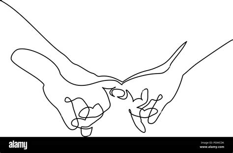 Continuous One Line Drawing Hands Woman And Man Holding Together With