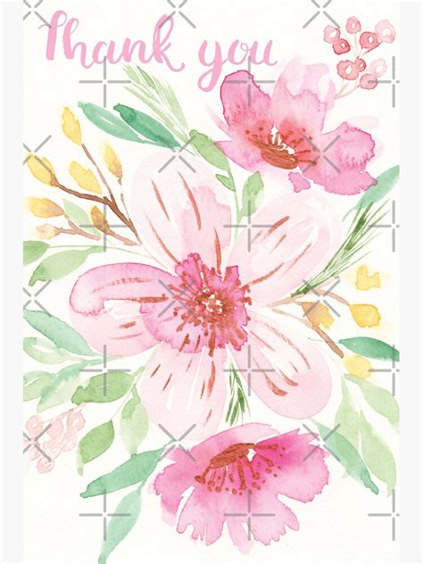 Thank You Watercolor Card Sticker For Sale By Harpleydesign Redbubble