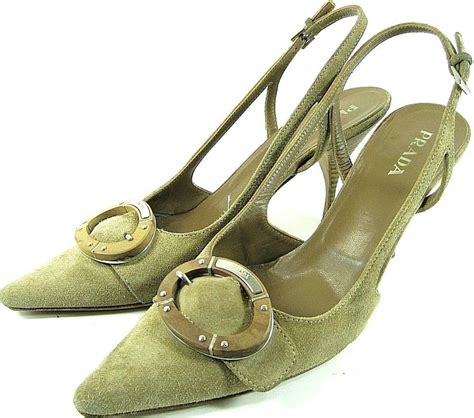 Prada Vero Cuoio Women 3 Inch Heels Size 95 Tan Made Italy Hbh 25