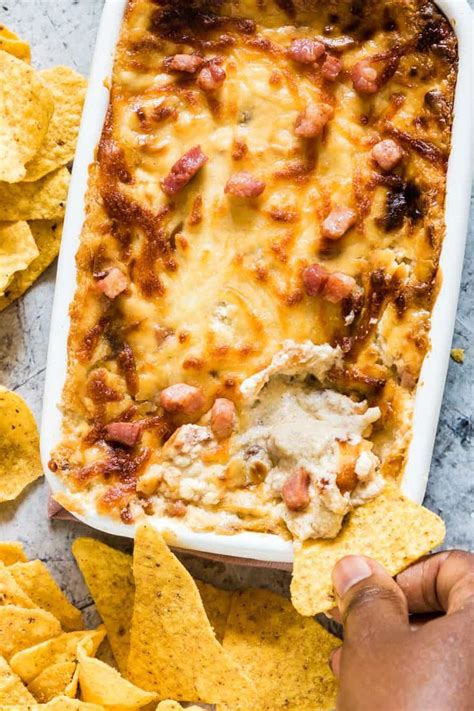 Delicious Warm Cream Cheese Dip With Crispy Pancetta And Caramelised