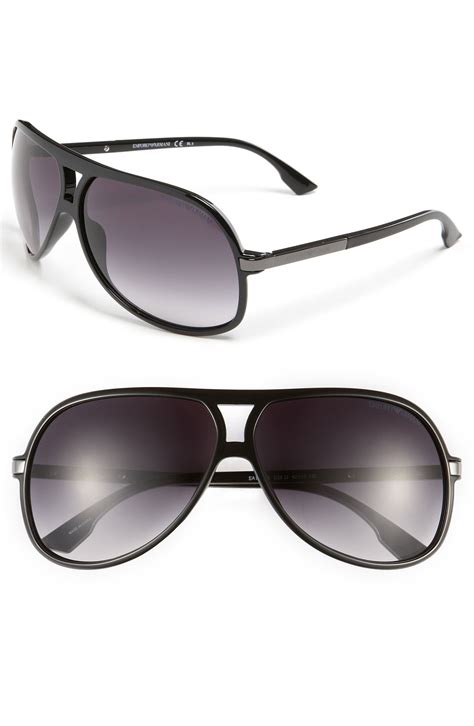 Emporio Armani Aviator Sunglasses In Black For Men Shiny Black Lyst