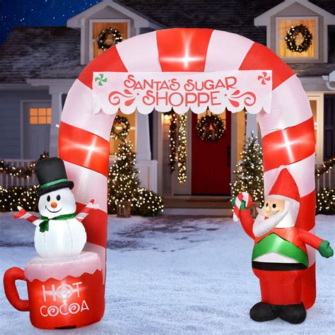 Coolmade 8 Ft Lighted Christmas Inflatable Archway Inflatable Santa