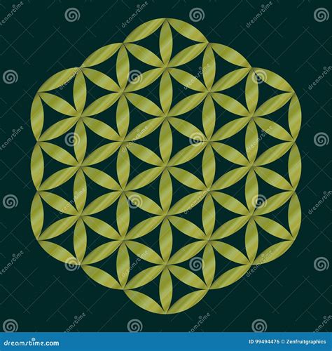 Sacred Geometry Symbol Golden Flower Of Life For Alchemy Spirituality