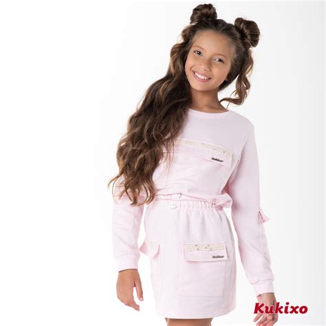 CONJUNTO BLUSA E SAIA MOLETON Kukixo Moda Infantil