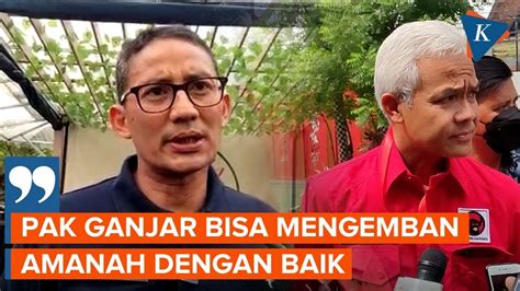 Sandiaga Uno Beri Selamat Usai PPP Dukung Ganjar Ganjar Pranowo YouTube