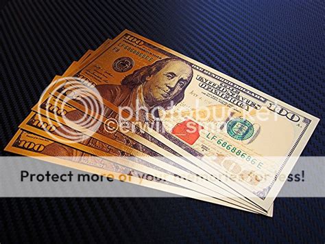 NEW GOLDEN $100 5x Gold Plated 24K Banknote $100 Dollar Bill w/ PVC ...