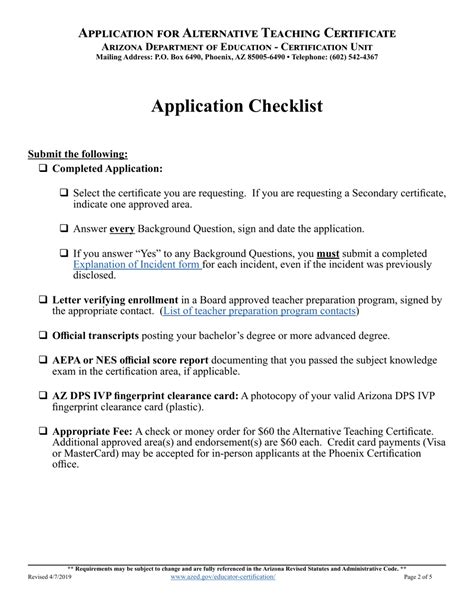 Arizona Application for Alternative Teaching Certificate Download ...