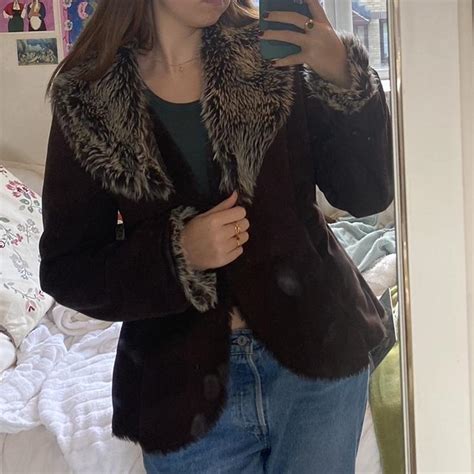 Stunning Brown Fur Lined Fitted Brown Winter Jacket Depop