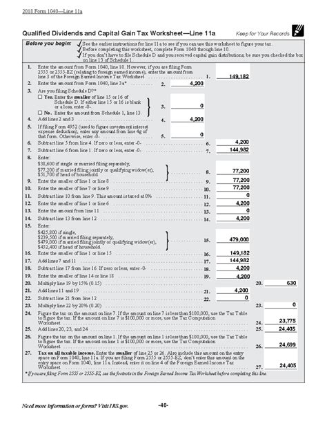 Capital Gains Worksheet