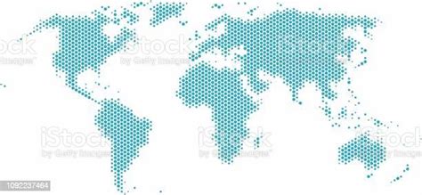 Blue Dots World Map On White Background Vector Illustration Stock