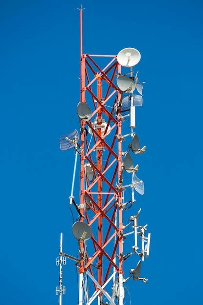 Premium Photo Communication Tower On Blue Sky Background