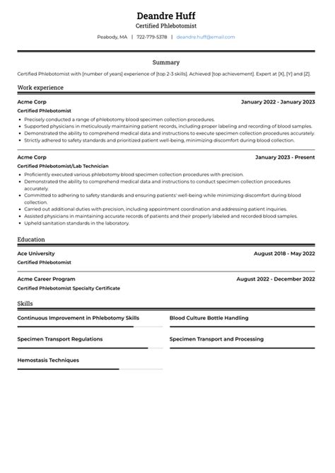 Certified Phlebotomist Resume Examples And Templates