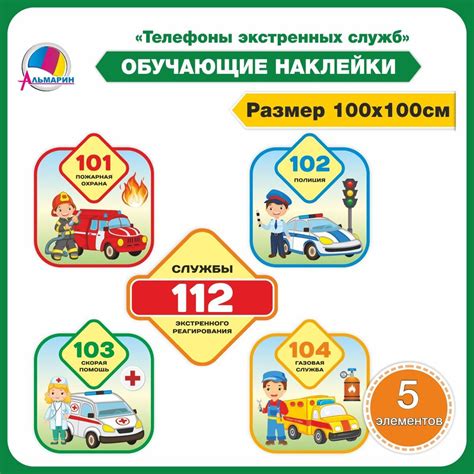 Наклейка оформительская ТЕЛЕФОНЫ ЭКСТРЕННЫХ СЛУЖБ, уголок безопасности ...