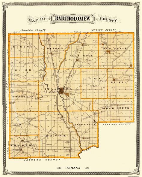 Historic County Map Bartholomew County Indiana Andreas 1876 23 X