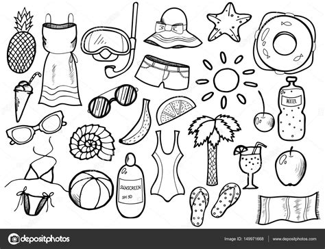 Set Of Summer Doodles Stock Vector Image By Zolushka